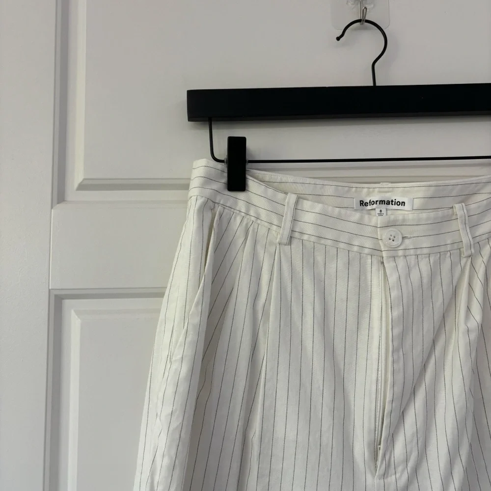 Reformation Oren Pant White Stripe
